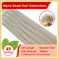 23" 100 Strands Russian Hair Nano Bead Hair Extensions