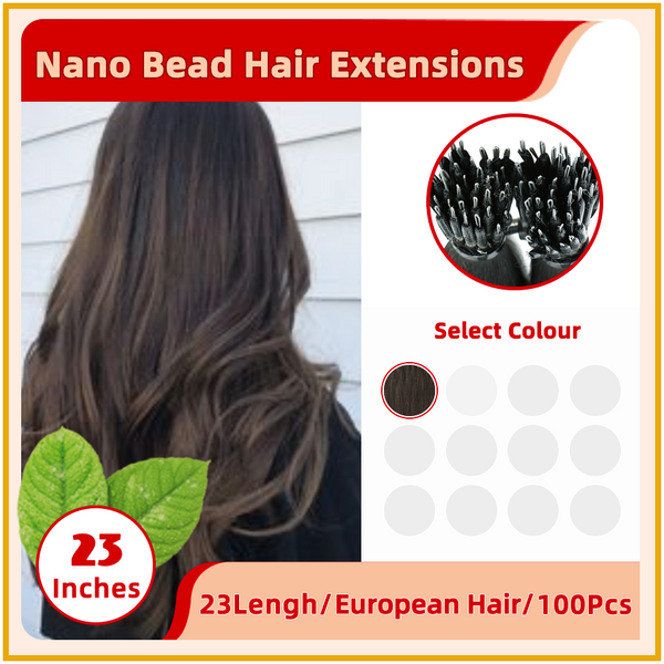 23" 100 Strands  European Hair Nano Bead Hair Extensions