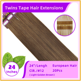 24" 20 Pieces Twins Tape European Hair Extensions