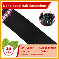 24" 100 Strands European Hair Nano Bead Hair Extensions