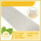 24" 40 Pieces (20 Sandwiches) Skin Tape Hair Extensions