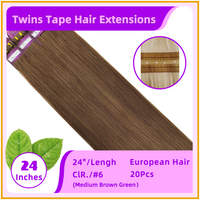 24" 20 Pieces Twins Tape European Hair Extensions