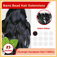 25" 100 Strands  European Hair Nano Bead Hair Extensions