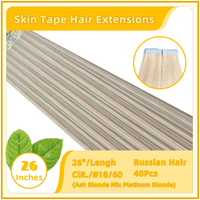 26" 40 Pieces (20 Sandwiches) Skin Tape Hair Extensions