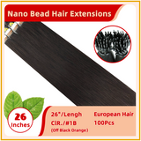 26" 100 Strands  European Hair Nano Bead Hair Extensions
