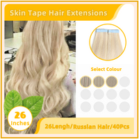 26" 40 Pieces (20 Sandwiches) Skin Tape Hair Extensions