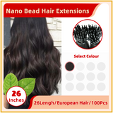 26" 100 Strands  European Hair Nano Bead Hair Extensions
