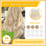 26" 40 Pieces (20 Sandwiches) Skin Tape Hair Extensions