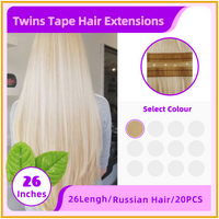 26" 20 Pieces Twins Tape Russian Hair Extensions