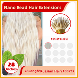 28" 100 Strands Russian Hair Nano Bead Hair Extensions