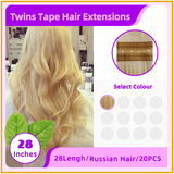 28" 20 Pieces Twins Tape Russian Hair Extensions
