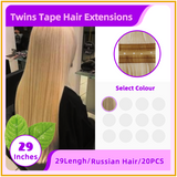29" 20 Pieces Twins Tape Russian Hair Extensions