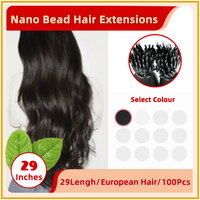 29" 100 Strands  European Hair Nano Bead Hair Extensions