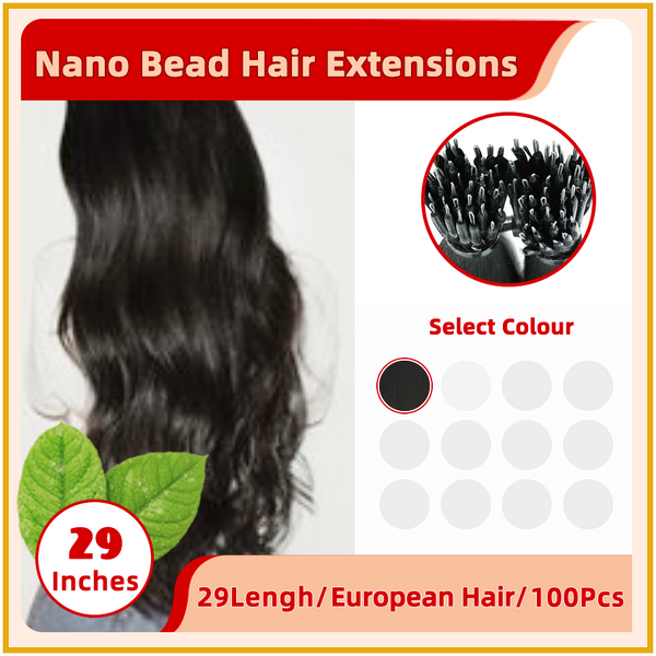 29" 100 Strands Virgin Hair Nano Bead Hair Extensions