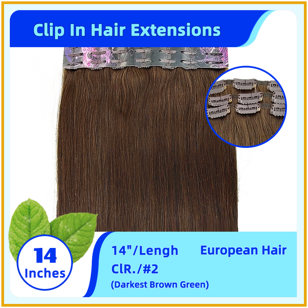 14" 3PCS Invisiable 21 Stainless Steel European Hair Clip In Hair Extensions