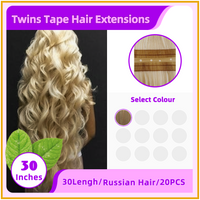 30" 20 Pieces Twins Tape Russian Hair Extensions