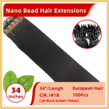 34" 100 Strands  European Hair Nano Bead Hair Extensions