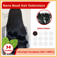 34" 100 Strands  European Hair Nano Bead Hair Extensions