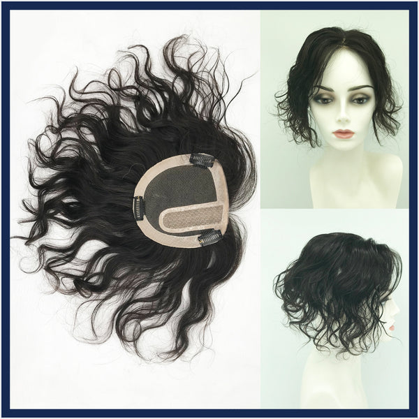 Mono Top Human Hair Piece, 13.5x12.5cm Area, 30cm Long, Darkest Brown