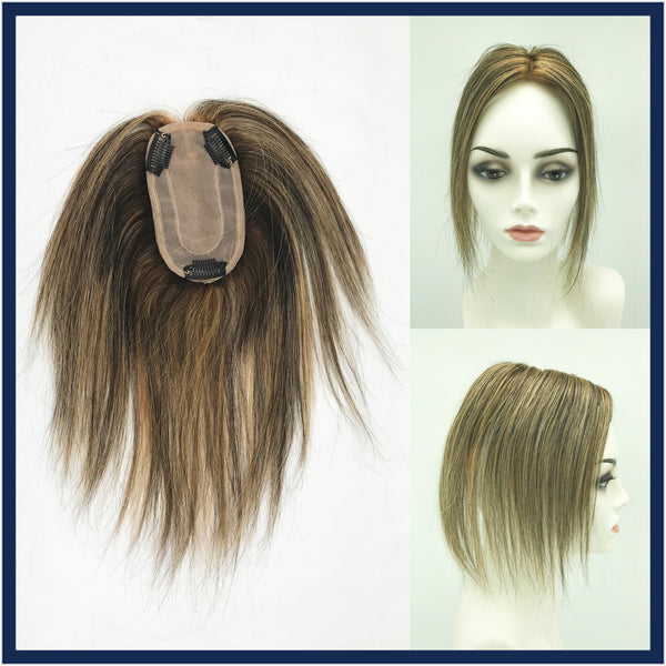 Mono Top Human Hair Piece, 12.5x7.5cm Area, 25cm Long, Foil Blonde