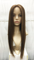 Mono Top Human Hair Wig Brown mix Blonde, Straight, 22" Long, 150 grams