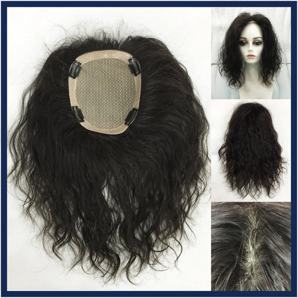 Mono Top Human Hair Piece, Wave, 16x14cm Area, 35cm Long