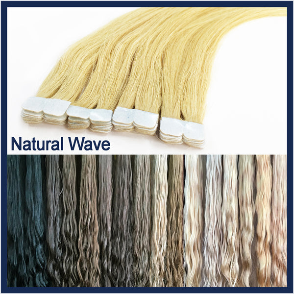 Micro Tape Human Hair Extensions Natural Wave, 22", 100 pieces