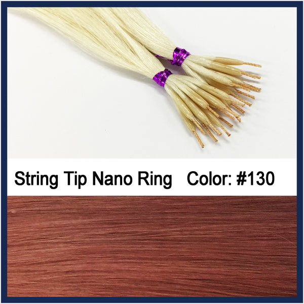 String Tip Nano Ring Human Hair Extensions, 22", 100 strands, #130