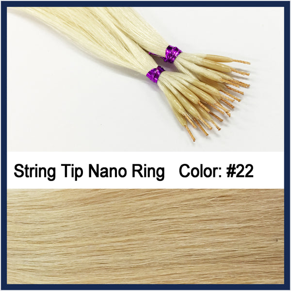 String Tip Nano Ring Human Hair Extensions, 22", 100 strands, #22