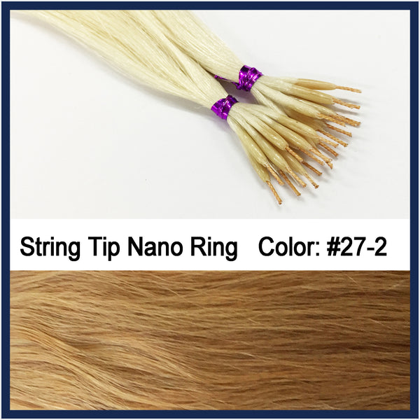 String Tip Nano Ring Human Hair Extensions, 22", 100 strands, #27-2