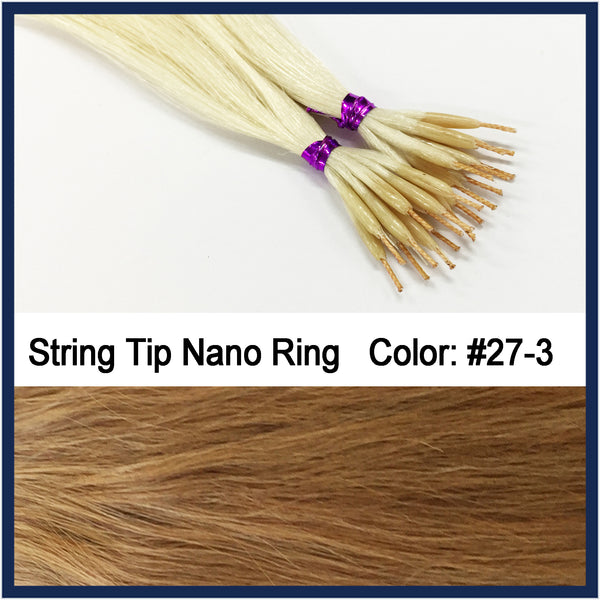 String Tip Nano Ring Human Hair Extensions, 22", 100 strands, #27-3
