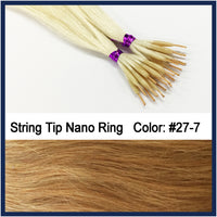 String Tip Nano Ring Human Hair Extensions, 22", 100 strands, #27-7