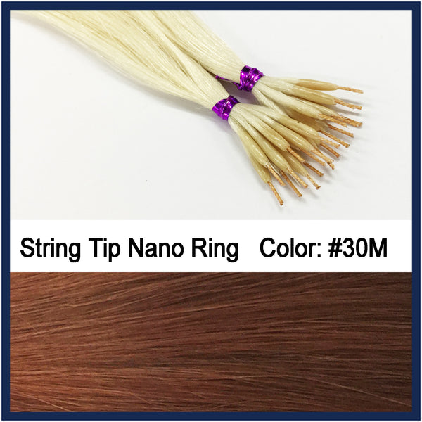 String Tip Nano Ring Human Hair Extensions, 22", 100 strands, #30M