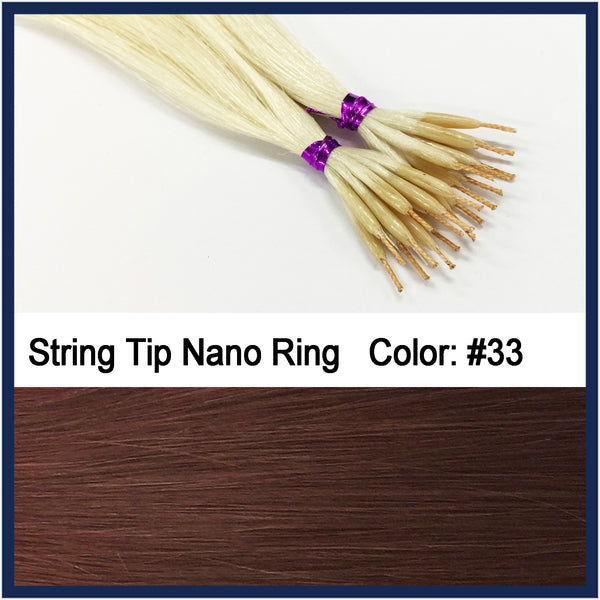 String Tip Nano Ring Human Hair Extensions, 22", 100 strands, #33