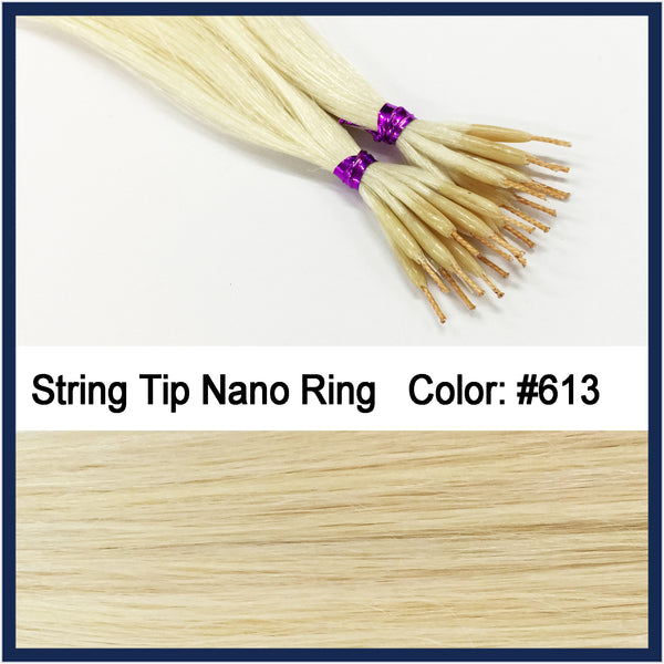 String Tip Nano Ring Human Hair Extensions, 22", 100 strands, #613